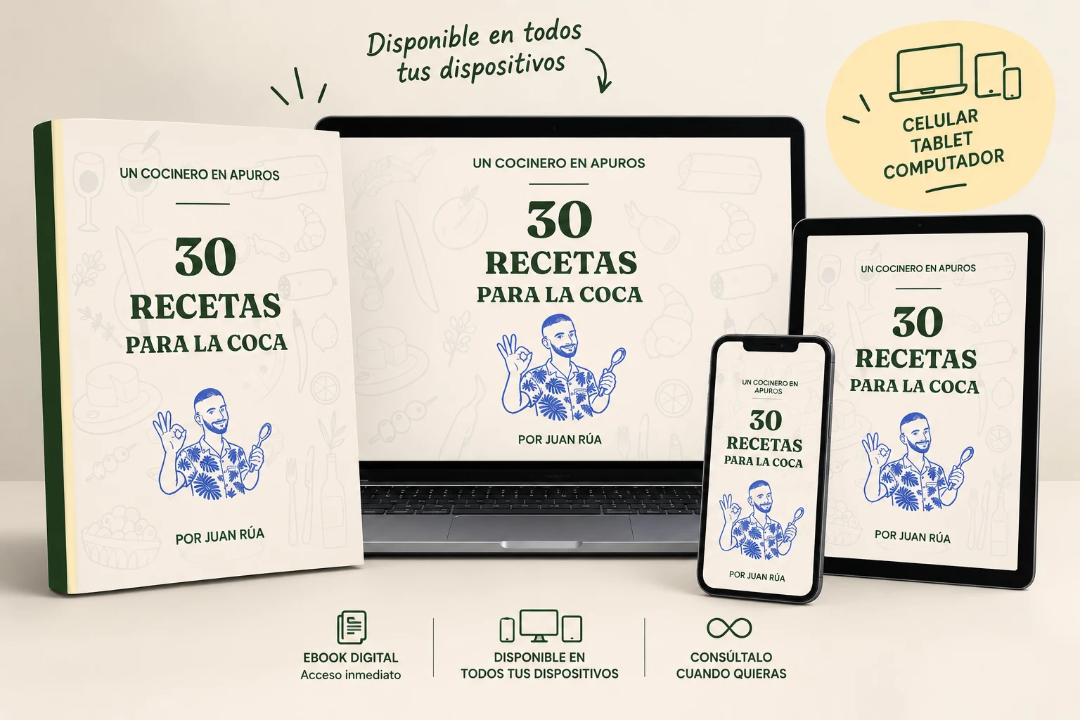 30 Recetas para la Coca en celular, tablet y computador